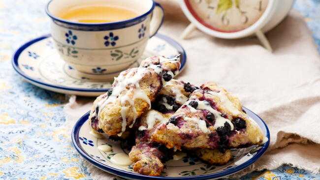 Blueberry Scones with Lemon Glaze